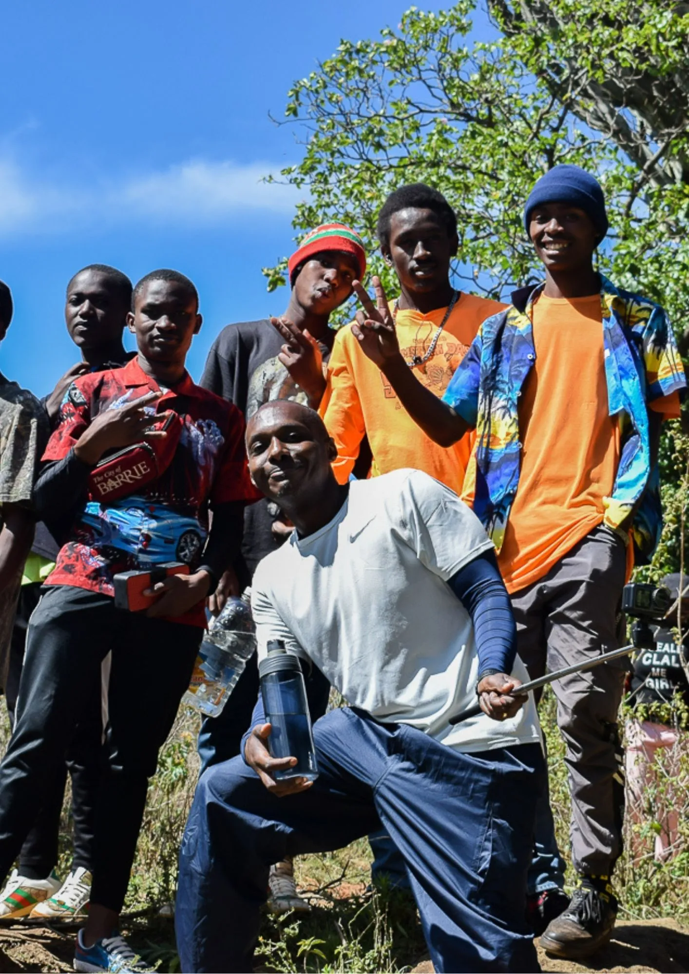 Team collaborating in nature